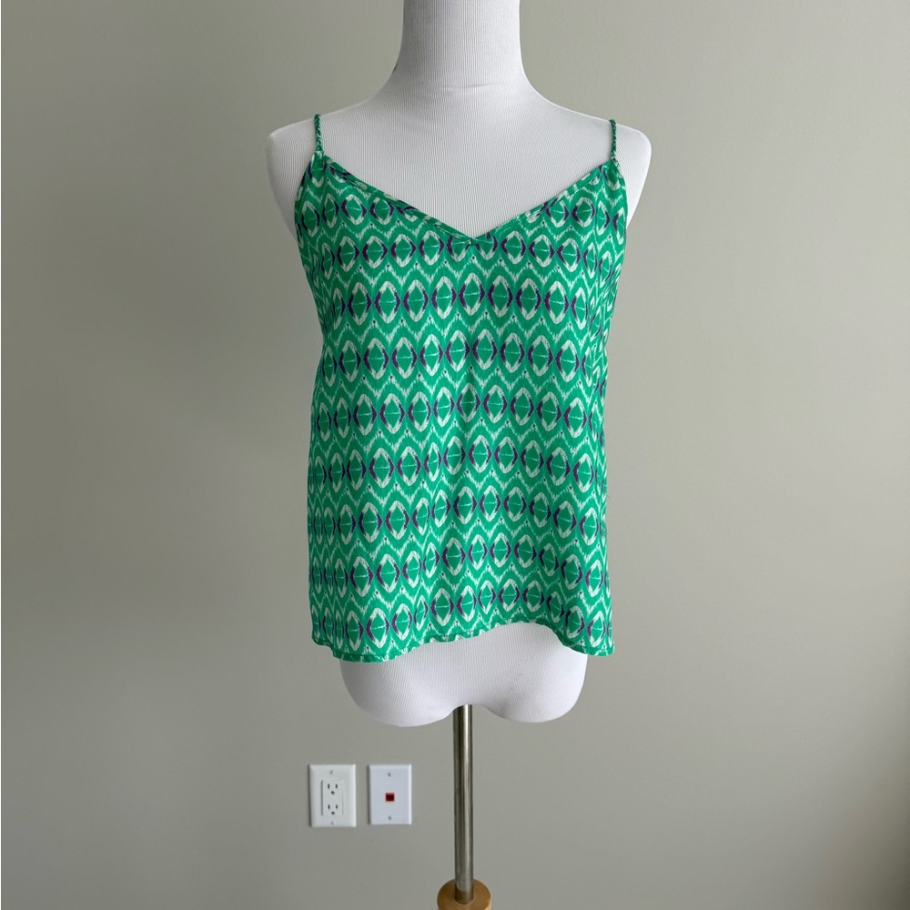 PalomaBlue Silk print top with tie shoulders and beading